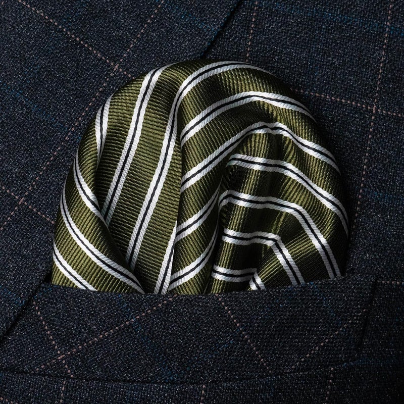 RBOCOTT Silk Stripe Plaid Tie and Pocket Square with Tie Clip Sets for Men - Image 3